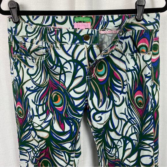 Lilly Pulitzer Tickle Me Fancy Peacock Feather Palm Beach Fit Pants Sz.6 - Picture 4 of 13